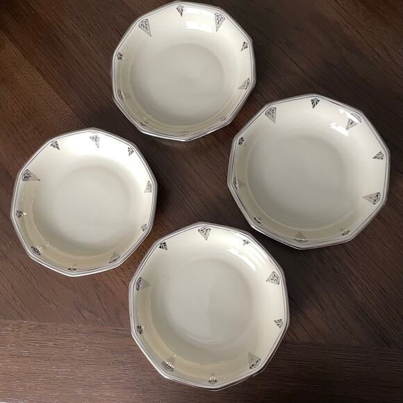 Vintage Art Deco Community China Deauville Fruit Bowl Set of 4 Dessert 1920 READ - Picture 13 of 16